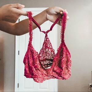 magenta lace bralette